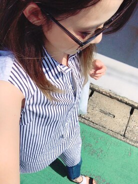 「アパレルスタッフ」｜「アイテム（シャツワンピース）」を使った、rieさん（レディース・163cm）の夏コーディネート