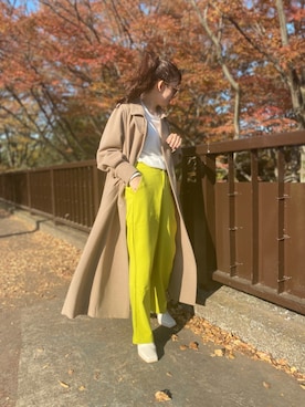 「AMERI」｜「アイテム（チェスターコート）」を使った、misakiさん（レディース・153cm）の秋コーディネート