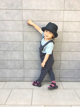 「ＧＷ」｜「アイテム（オールインワン・サロペット）」を使った、RI⌒✶⋆⠒̫⃝さん（キッズ・100cm）の春コーディネート