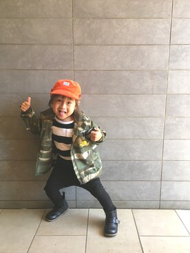 「アイテム（マウンテンパーカー）」を使った、RI⌒✶⋆⠒̫⃝さん（キッズ・100cm）の冬コーディネート