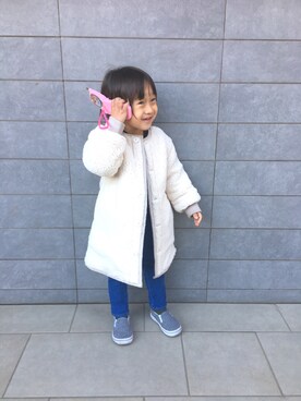 「冬」｜「アイテム（その他アウター）」を使った、RI⌒✶⋆⠒̫⃝さん（キッズ・100cm）の冬コーディネート