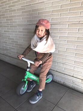 「アイテム（その他トップス、ブラウン系）」を使った、RI⌒✶⋆⠒̫⃝さん（キッズ・100cm）の冬コーディネート