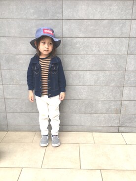 「アイテム（その他トップス、ブラウン系）」を使った、RI⌒✶⋆⠒̫⃝さん（キッズ・100cm）の春コーディネート