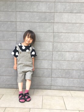 「スポサン」｜「アイテム（サロペット/オーバーオール）」を使った、RI⌒✶⋆⠒̫⃝さん（キッズ・100cm）の夏コーディネート
