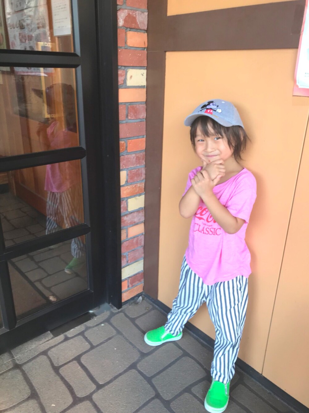 「キッズファッション、ピンク男子、プチプラ、韓国子供服、おとこのこ、夏コーデ、4歳」｜「韓国子供服のアイテム（Tシャツ/カットソー、ピンク系）」を使った、RI⌒✶⋆⠒̫⃝さん（キッズ・100cm）の夏コーディネートの1枚目の写真