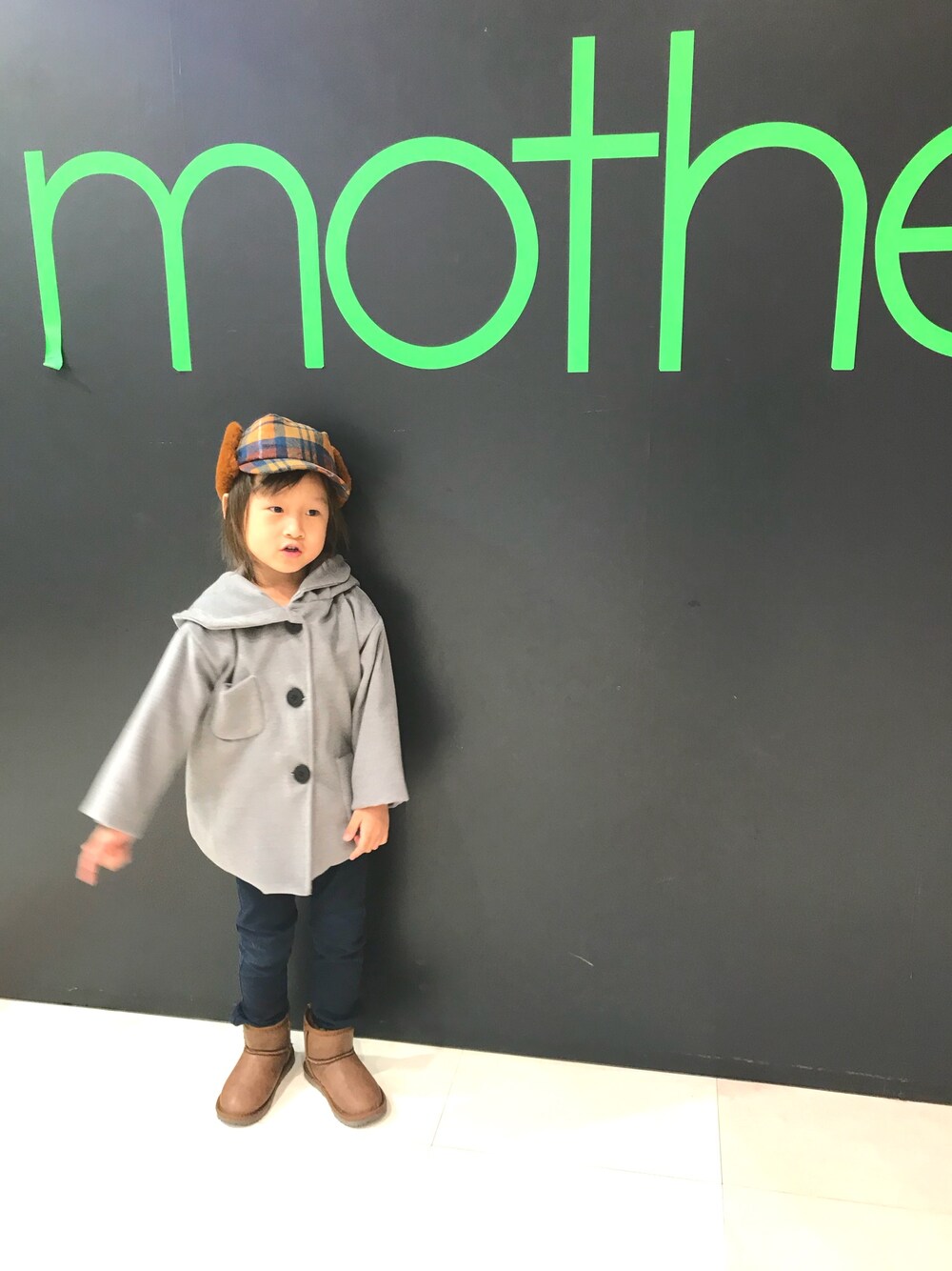 「キッズファッション、男の子コーデ、フライトキャップ、秋冬コーデ、おとこのこ、プチプラ、息子コーデ」｜「GRIN BUDDYのアイテム（帽子、ブラウン系）」を使った、RI⌒✶⋆⠒̫⃝さん（キッズ・100cm）の冬コーディネートの1枚目の写真