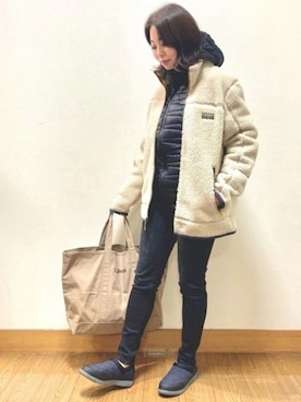 「インナーダウン」｜「アイテム（その他アウター）」を使った、Yasuさん（レディース・160cm）の冬コーディネート