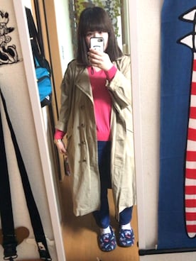「FRAPBOIS」｜「アイテム（トレンチコート）」を使った、まみさんさん（レディース・164cm）の春コーディネート