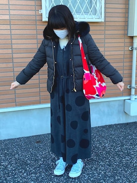 「FRAPBOIS」｜「アイテム（オールインワン・サロペット）」を使った、まみさんさん（レディース・164cm）の冬コーディネート
