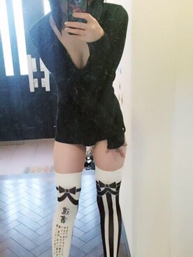「プレデターラットのアイテム（Tシャツ/カットソー、ブラック系）」を使った、Sanaさん（レディース・156cm）の冬コーディネート