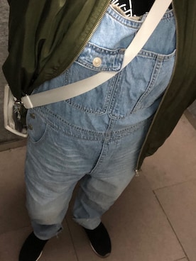 「PUNYUS（プニュズ）のアイテム（MA-1）」を使った、むぎさん（レディース・159cm）の春コーディネート