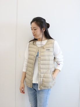 「インナーダウン」｜「アイテム（その他アウター）」を使った、gocan0522さん（レディース・164cm）の秋コーディネート