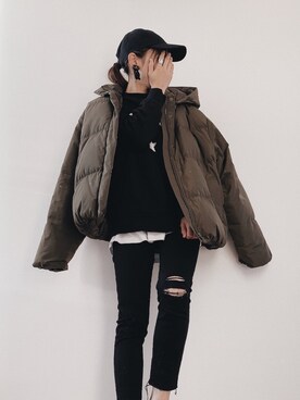 「CLANE（クラネ）のアイテム（スウェット）」を使った、SaoRiさん（レディース・157cm）の冬コーディネート