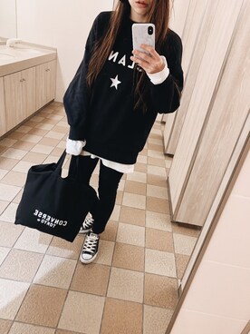 「CLANE（クラネ）のアイテム（スウェット）」を使った、SaoRiさん（レディース・157cm）の冬コーディネート