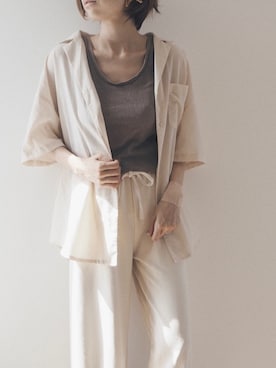 「Ungrid（アングリッド）のウォッシュワッフルタンクトップ（タンクトップ）」を使った、SaoRiさん（レディース・157cm）の秋コーディネート
