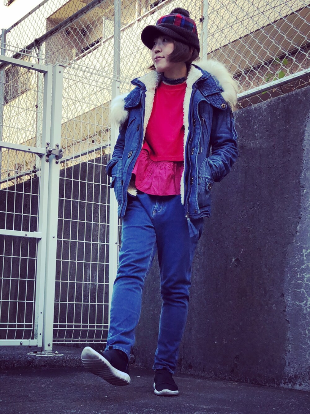 「シンプルコーデ、プチプラコーデ、デニム、wcloset、ootd、SLY」｜「SLYのアイテム（モッズコート、ブルー系）」を使った、gekochanさん（レディース・162cm）の冬コーディネートの1枚目の写真
