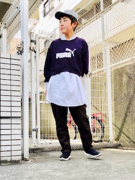 「PUMA」｜「アイテム（シャツワンピース）」を使った、gekochanさん（レディース・162cm）の冬コーディネート