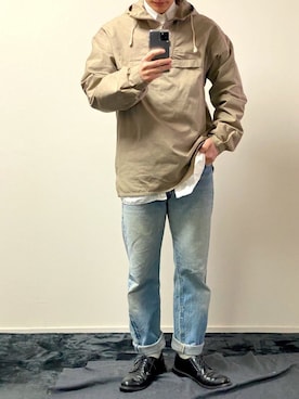 「VINTAGE（ヴィンテージ）のアイテム（マウンテンパーカー）」を使った、naotoさん（メンズ・175cm）の冬コーディネート