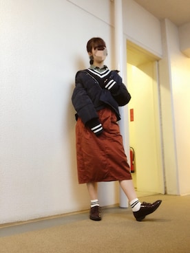 「stradivarius（ストラディバリウス）のアイテム（ダウンジャケット/コート）」を使った、strawberryさん（レディース・160cm）の秋コーディネート