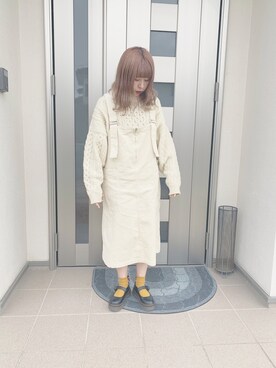 「古着女子」｜「アイテム（ジャンパースカート）」を使った、t o m o m iさん（レディース・153cm）の冬コーディネート