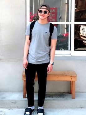 「TOPMAN（トップマン）のアイテム（スラックス）」を使った、Tu Yuさん（メンズ・167cm）の夏コーディネート