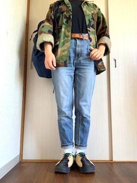 「迷彩ジャケット」｜Yuさん（レディース・153cm）の春コーディネート