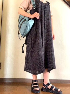 「UNIQLO（ユニクロ）のワッフルクルーネックT（5分袖）（Tシャツ/カットソー）」を使った、Yuさん（レディース・153cm）の春コーディネート