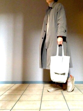 「アイテム（ステンカラーコート）」を使った、shoさん（メンズ・173cm・20代）の冬コーディネート