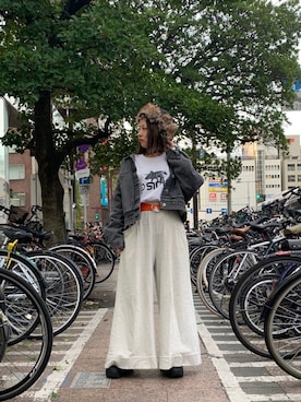 「MILKFED.」｜「アイテム（デニムジャケット）」を使った、SAKI 🍣さん（レディース・151cm）の春コーディネート