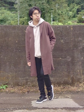 「ロングカーディガン」｜ウッチーさん（メンズ・170cm・20代）の秋コーディネート