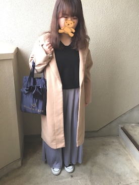 「ベロアプリーツパンツ」｜mIhOさん（レディース・150cm）の冬コーディネート