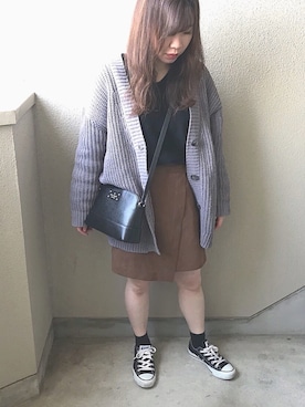 「ゆるカーディガン」｜「アイテム（アクセサリー）」を使った、mIhOさん（レディース・150cm）の冬コーディネート