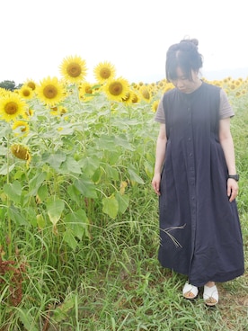 「ひまわり畑」｜「アイテム（アナログ腕時計）」を使った、mIhOさん（レディース・150cm）の夏コーディネート