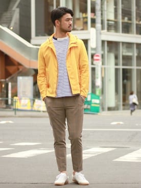 「EDIFICE（エディフィス）のアイテム（マウンテンパーカー）」を使った、TERAさん（メンズ・183cm）の春コーディネート