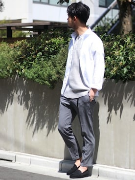 「EDIFICE（エディフィス）のアイテム（スリッポン）」を使った、TERAさん（メンズ・183cm）の春コーディネート