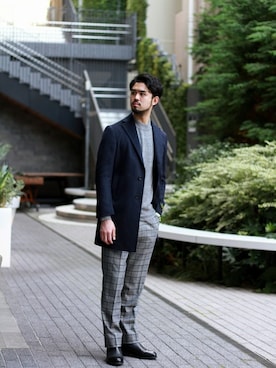 カシミヤ モックネックニットを使ったメンズ人気ファッションコーディネート Wear