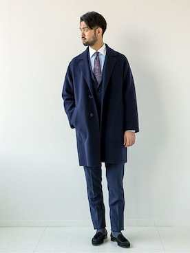 「ビジネススタイル」｜「アイテム（チェスターコート）」を使った、TERAさん（メンズ・183cm）の秋コーディネート