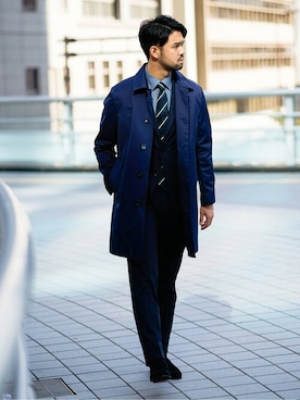 「ビジネススタイル」｜「アイテム（その他アウター）」を使った、TERAさん（メンズ・183cm）の秋コーディネート