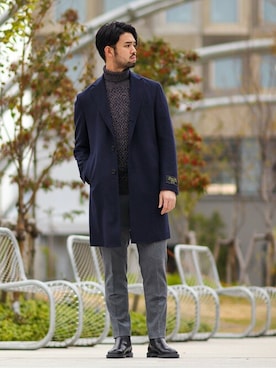 「EDIFICEスタッフ」｜「アイテム（ブーツ）」を使った、TERAさん（メンズ・183cm）の冬コーディネート