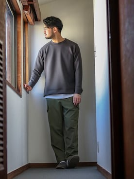 「EDIFICE（エディフィス）のアイテム（スウェット）」を使った、TERAさん（メンズ・183cm）の冬コーディネート