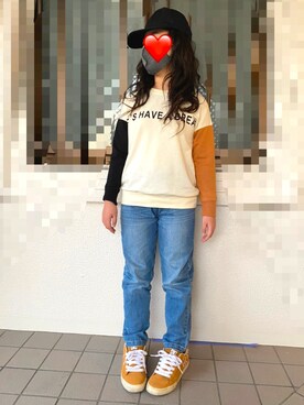 「DC SHOES（ディーシーシューズ）のアイテム（ブラウン系）」を使った、umeさん（キッズ・145cm）の冬コーディネート