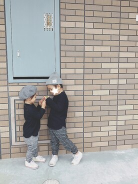 「グレンチェック」｜「アイテム（ラッピングキット）」を使った、OTOMACHUさん（キッズ・100cm）の秋コーディネート
