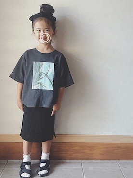 「RADCHAP（ラッドチャップ）のアイテム（スカート）」を使った、OTOMACHUさん（キッズ・110cm）の秋コーディネート