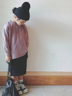 「RADCHAP（ラッドチャップ）のアイテム（スカート）」を使った、OTOMACHUさん（キッズ・110cm）の秋コーディネート