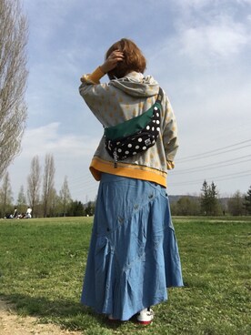 「マキシスカート」｜「アイテム（雑貨/ホビー）」を使った、えるさん（レディース・156cm）の春コーディネート