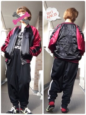 「部屋着」｜「アイテム（ブルゾン）」を使った、えるさん（レディース・156cm）の春コーディネート