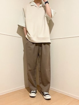 スラックスを使った Gu新作 のメンズ人気ファッションコーディネート Wear