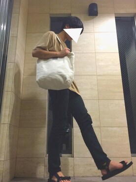 「BEN DAVIS（ベンデイビス）のアイテム（トートバッグ）」を使った、ひとし【プチ】さん（メンズ・168cm）の夏コーディネート