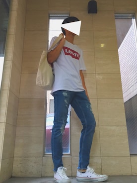 「BEN DAVIS（ベンデイビス）のアイテム（トートバッグ）」を使った、ひとし【プチ】さん（メンズ・168cm）の夏コーディネート