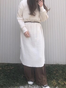 「ジーユーコーデ」｜「アイテム（ワンピース/ドレス）」を使った、yumikoさん（レディース・157cm）の冬コーディネート